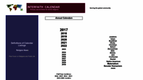 What Interfaith-calendar.org website looked like in 2022 (1 year ago)