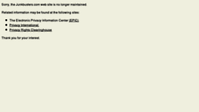 What Junkbusters.com website looked like in 2018 (7 years ago)