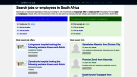 What Jobin.co.za website looked like in 2020 (3 years ago)