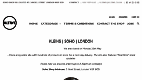 What Kleins.co.uk website looked like in 2017 (6 years ago)
