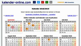 What Kalender-online.com website looked like in 2018 (6 years ago)