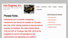 What Kirkengines.com website looked like in 2018 (5 years ago)