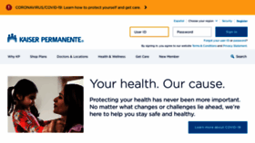 What Kp.org website looked like in 2020 (4 years ago)