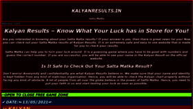 What Kalyanresults.in website looked like in 2021 (2 years ago)