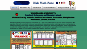 What Kidsmathzone.com website looked like in 2022 (2 years ago)