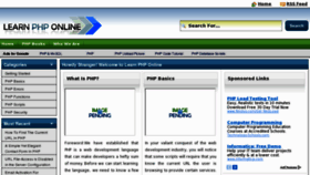 What Learnphponline.com website looked like in 2012 (11 years ago)