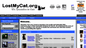 What Lostmycat.org website looked like in 2016 (7 years ago)