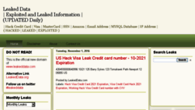 What Leakeddata.net website looked like in 2016 (9 years ago)