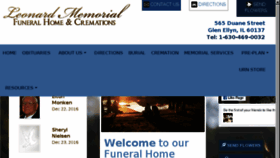 What Leonardmemorialhome.com website looked like in 2016 (7 years ago)