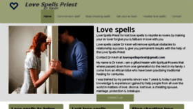 What Lovespellspriest.com website looked like in 2018 (6 years ago)