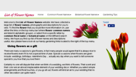 What List-of-flower-names.com website looked like in 2018 (5 years ago)