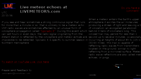 What Livemeteors.com website looked like in 2018 (5 years ago)