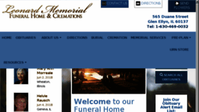 What Leonardmemorialhome.com website looked like in 2018 (5 years ago)