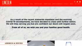 What Lincolnristorante.com website looked like in 2020 (3 years ago)