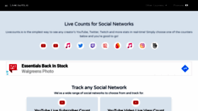 What Livecounts.io website looked like in 2020 (3 years ago)