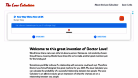What Lovecalculator.com website looked like in 2021 (3 years ago)