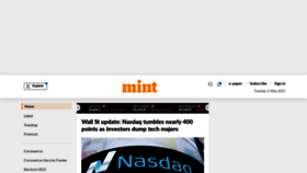 What Livemint.co website looked like in 2021 (3 years ago)