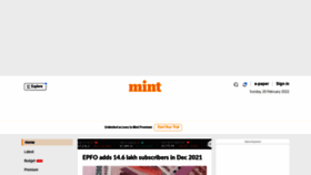 What Livemint.com website looked like in 2022 (2 years ago)
