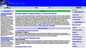 What Lifeissues.net website looked like in 2022 (1 year ago)