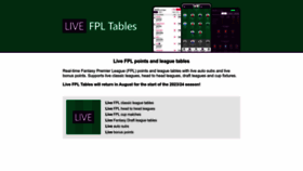 What Livefpltables.com website looked like in 2023 (This year)