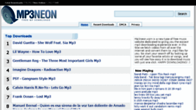 What Mp3neon.com website looked like in 2013 (10 years ago)