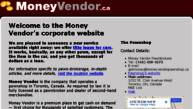 What Moneyvendor.ca website looked like in 2014 (10 years ago)