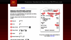What Mcdonalds-survey.com website looked like in 2016 (7 years ago)