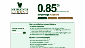 What Mysavingsdirect.com website looked like in 2016 (7 years ago)