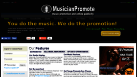 What Musicianpromote.com website looked like in 2016 (7 years ago)