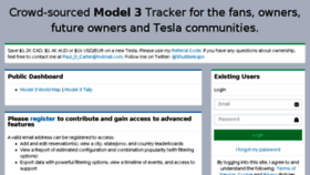 What Model3tracker.info website looked like in 2017 (7 years ago)