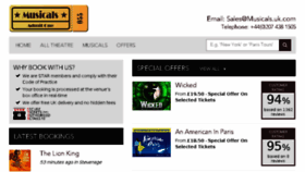What Musicals.uk.com website looked like in 2017 (7 years ago)