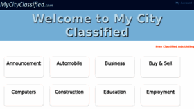 What Mycityclassified.com website looked like in 2017 (6 years ago)