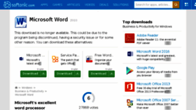 What Microsoft-word-2010.en.softonic.com website looked like in 2018 (6 years ago)
