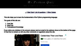 What Mypythonquiz.com website looked like in 2018 (5 years ago)