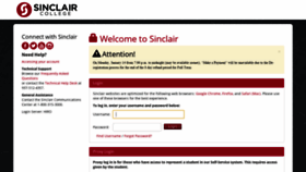 What My.sinclair.edu website looked like in 2019 (5 years ago)