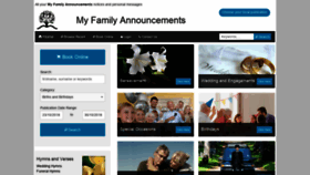 What Myfamilyannouncements.co.uk website looked like in 2019 (5 years ago)