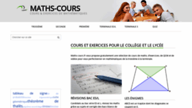 What Maths-cours.fr website looked like in 2020 (4 years ago)