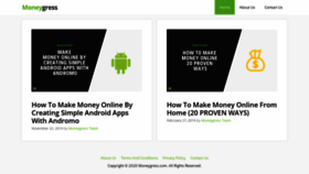 What Moneygress.com website looked like in 2020 (4 years ago)