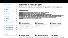 What Md5calc.com website looked like in 2020 (3 years ago)