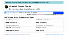 What Mcsrvstat.us website looked like in 2020 (4 years ago)