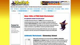 What Mathworksheetwizard.com website looked like in 2020 (3 years ago)