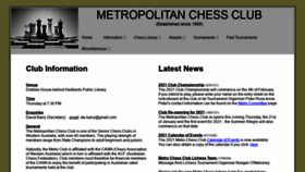 What Metrochessclub.org.au website looked like in 2021 (3 years ago)