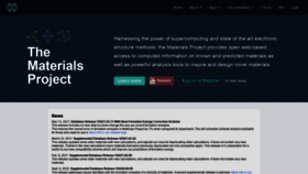 What Materialsproject.org website looked like in 2021 (2 years ago)