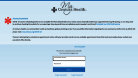 What Mycenturahealth.org website looked like in 2021 (2 years ago)