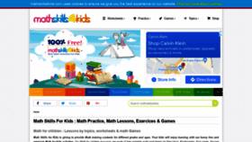 What Mathskills4kids.com website looked like in 2021 (2 years ago)