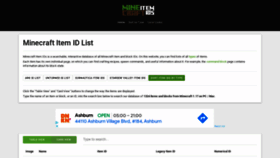 What Minecraftitemids.com website looked like in 2021 (2 years ago)