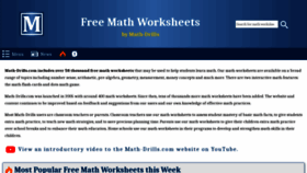 What Math-drills.com website looked like in 2022 (2 years ago)