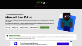 What Minecraftitemids.com website looked like in 2022 (1 year ago)