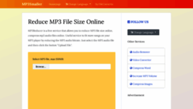 What Mp3smaller.com website looked like in 2022 (1 year ago)