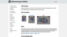 What Minesweeper.online website looked like in 2022 (1 year ago)